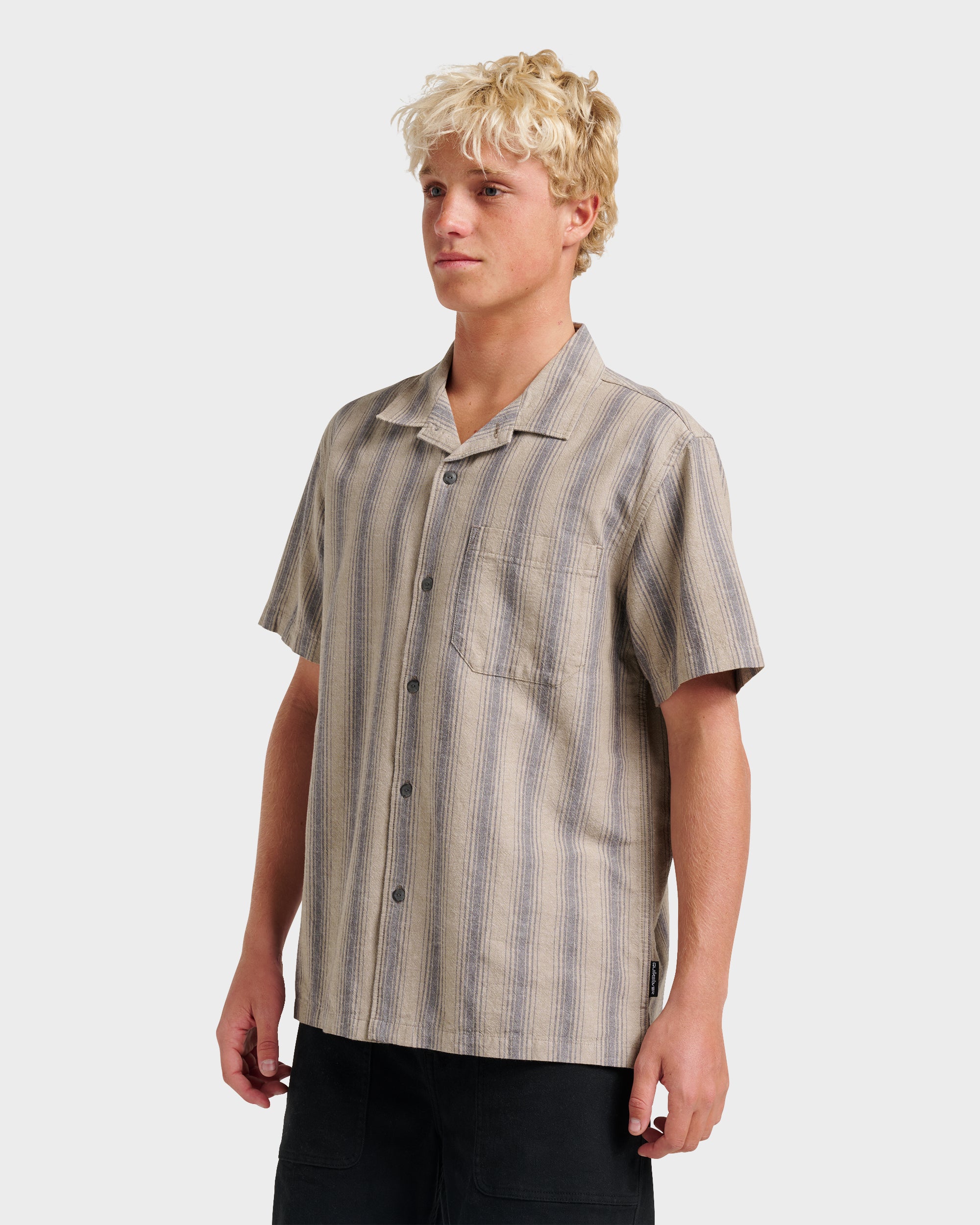 Oxford Stripe Casual Short Sleeve Shirt - Fallen Rock | Quiksilver