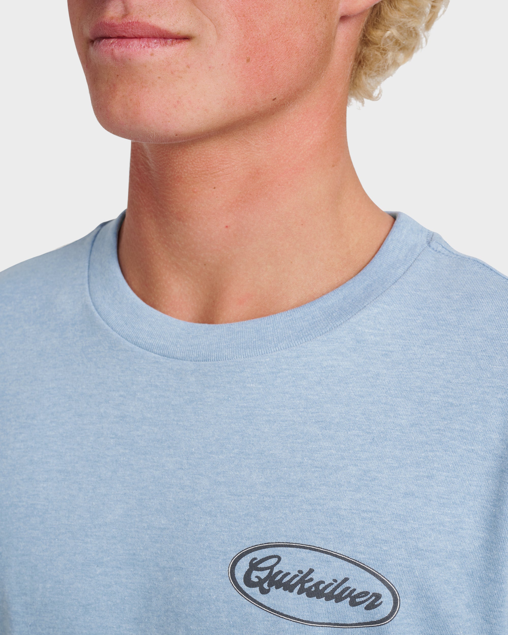 Mechanics Script Classic T-shirt - Ashley Blue Heather | Quiksilver