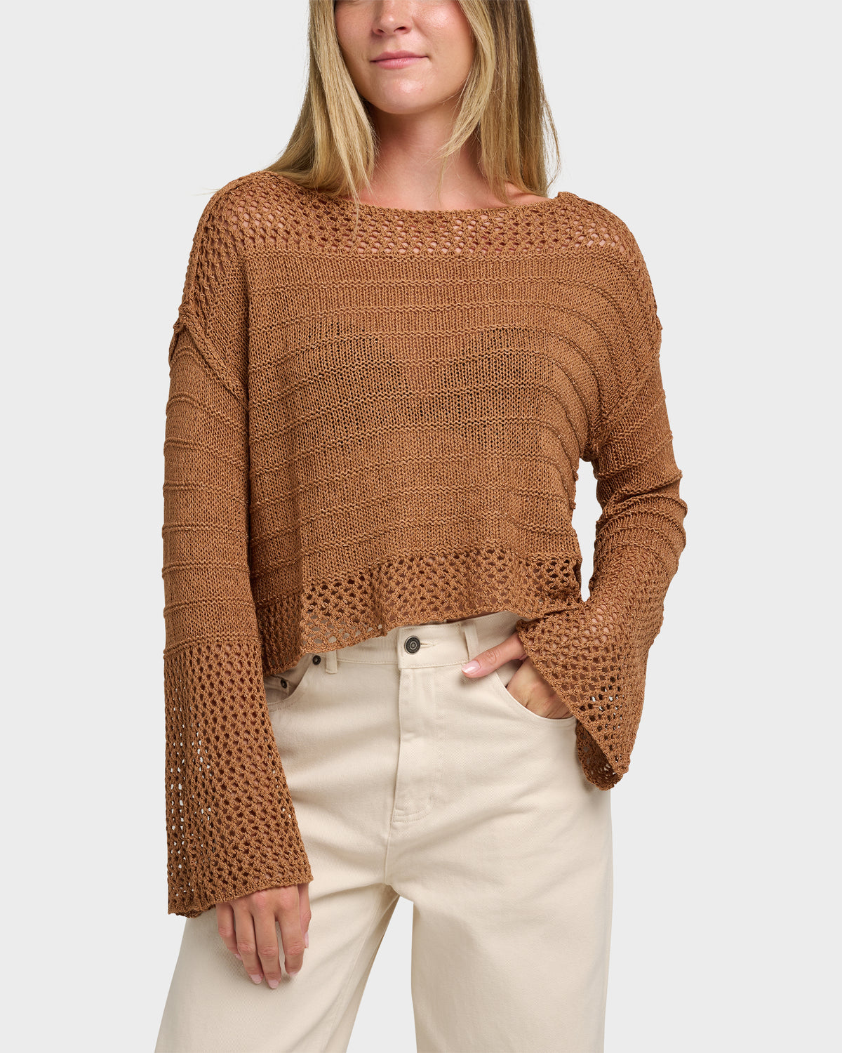 Cascade Bell Sleeve Crop Sweater