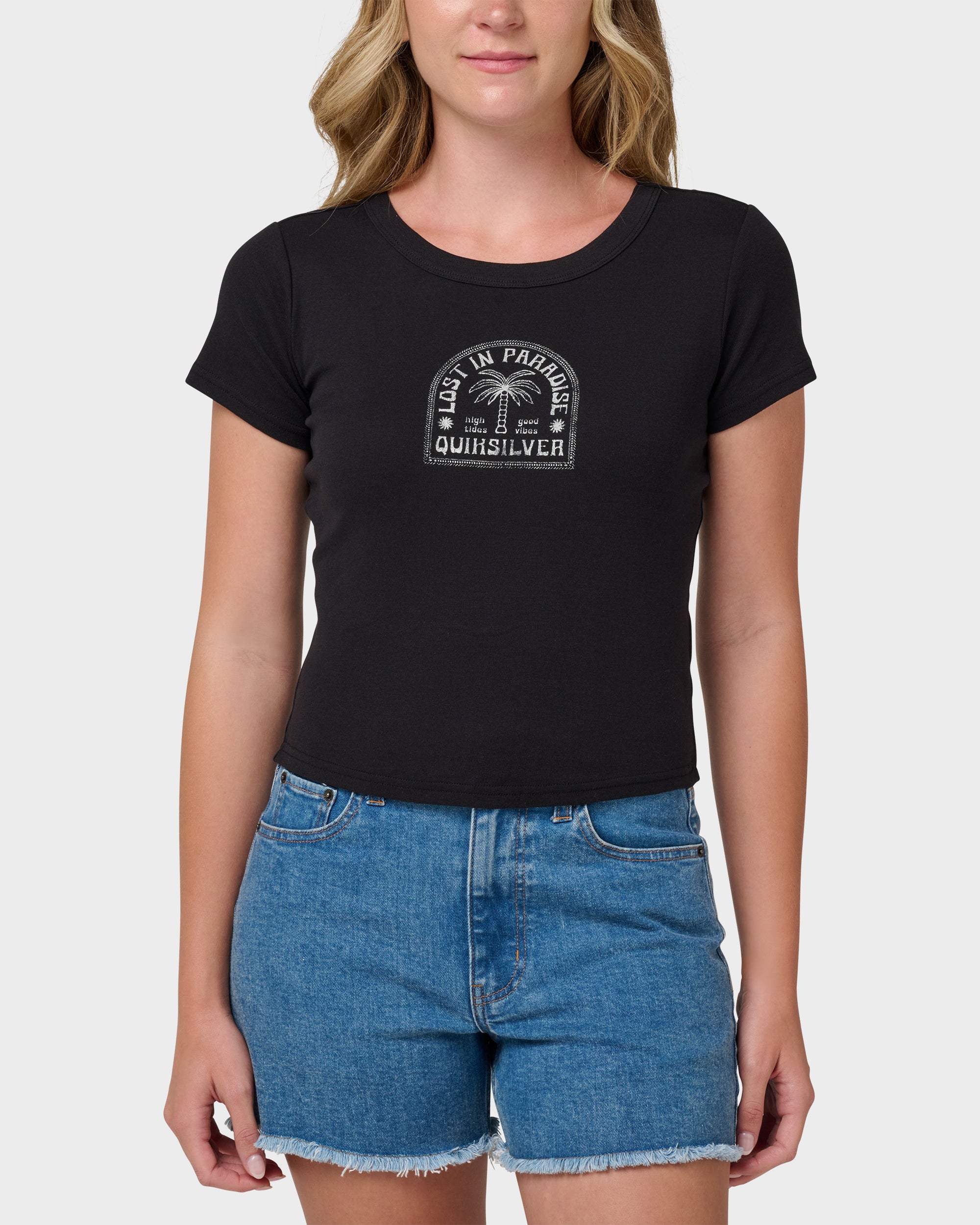 Lost In Paradise Short Sleeve Baby Tee - Lost In Paradise Short