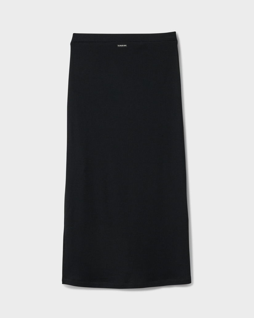 Cora Bay Solid Ribbed Midi Skirt