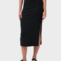Cora Bay Solid Ribbed Midi Skirt