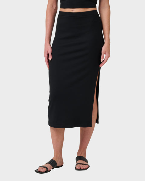Cora Bay Solid Ribbed Midi Skirt - Cora Bay Solid Ribbed Midi