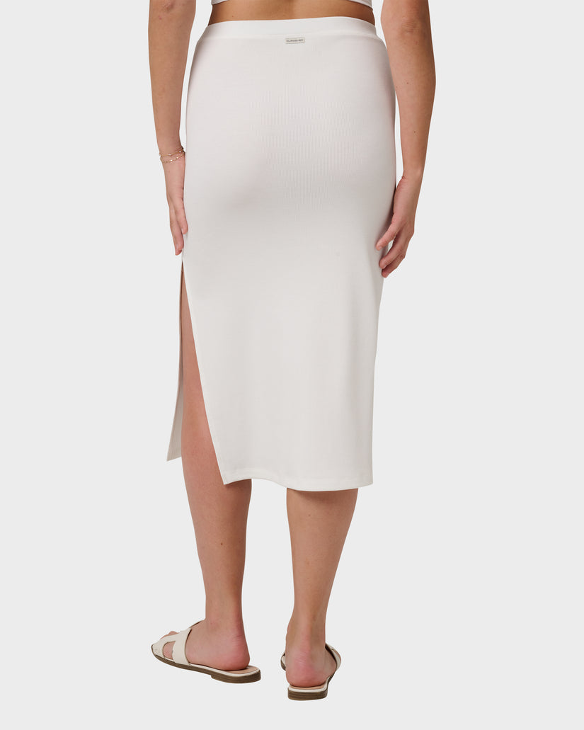 Cora Bay Solid Ribbed Midi Skirt