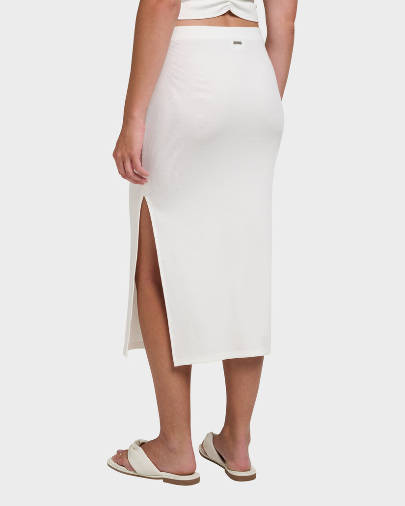 Cora Bay Solid Ribbed Midi Skirt