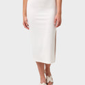 Cora Bay Solid Ribbed Midi Skirt