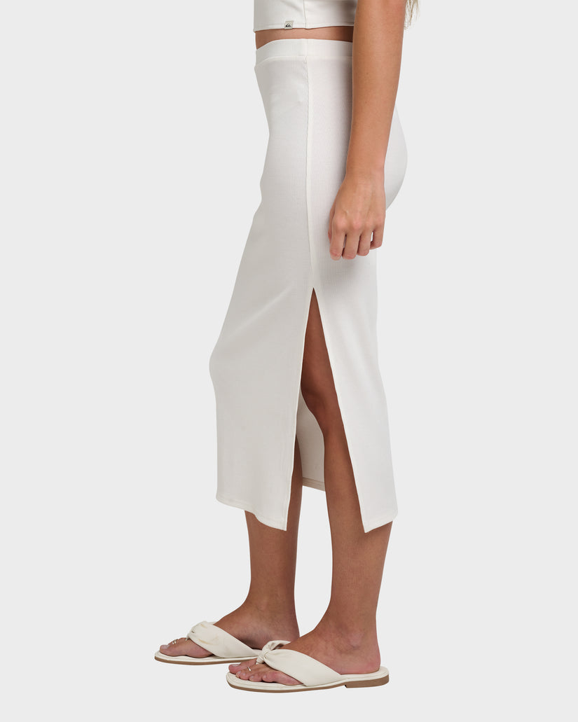 Cora Bay Solid Ribbed Midi Skirt