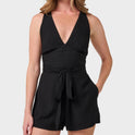 Tezza Solid Textured Tie Romper