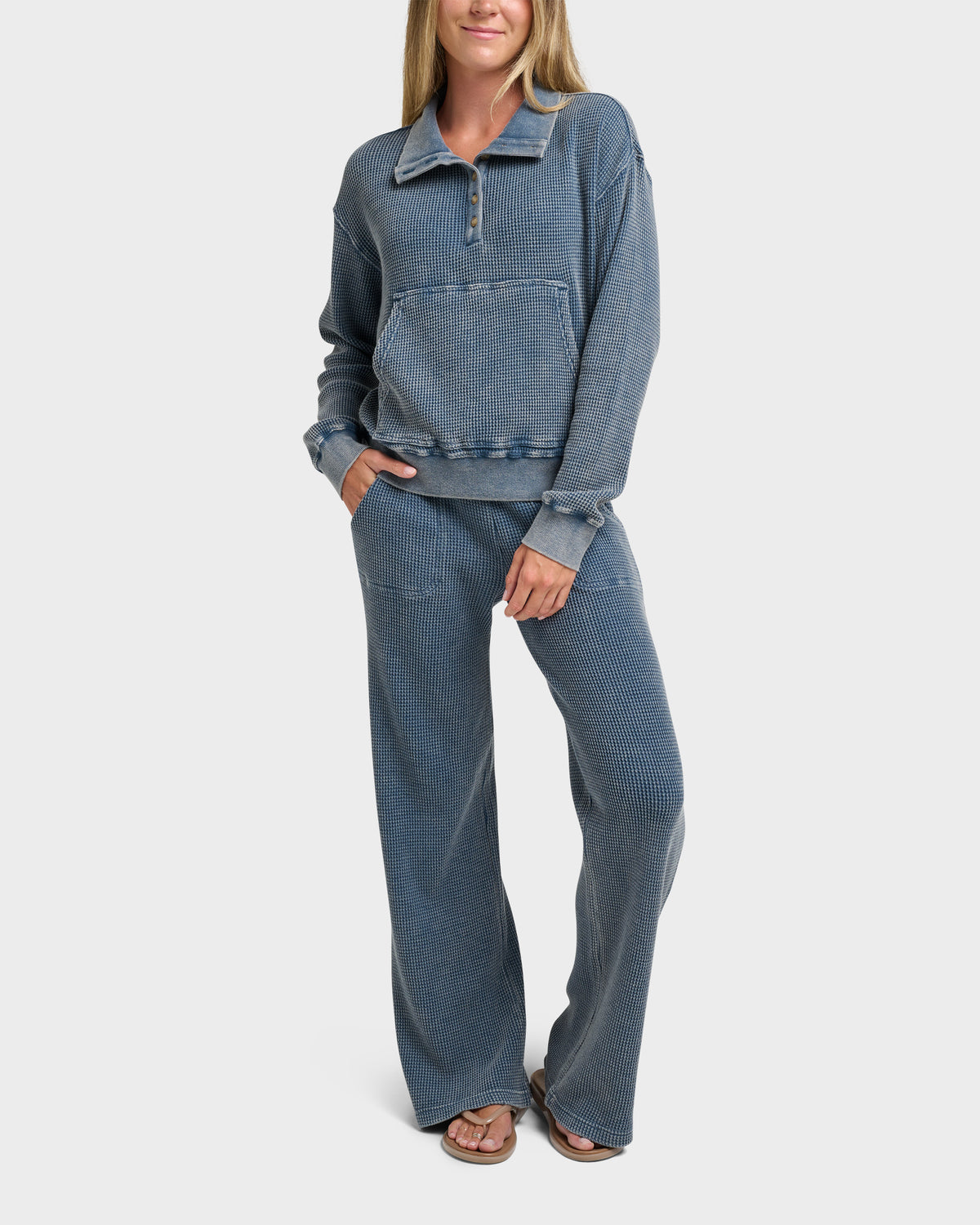 Moonlit Crest Waffle Knit Pullover