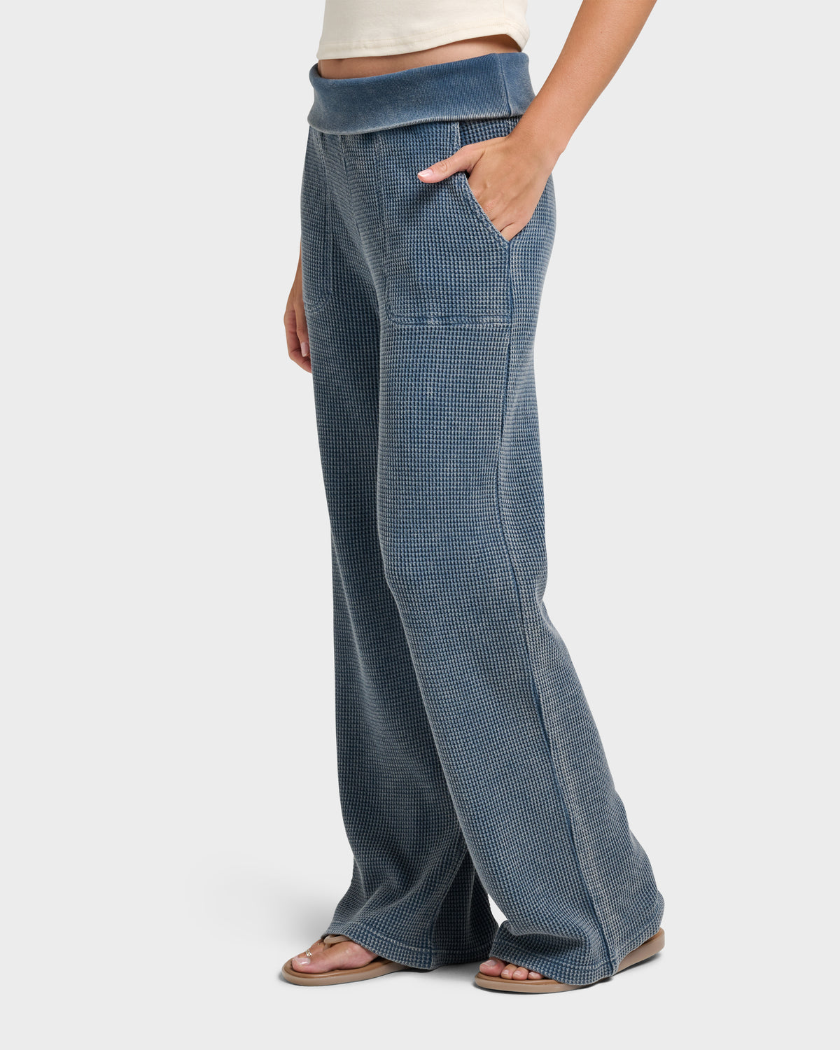 Moonlit Crest Wide Leg Waffle Knit Pant