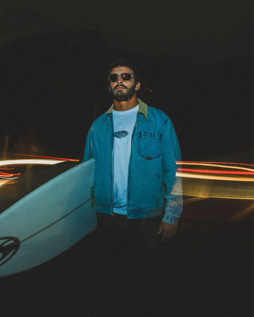 Surf Harrington Denim Jacket - Light Indigo