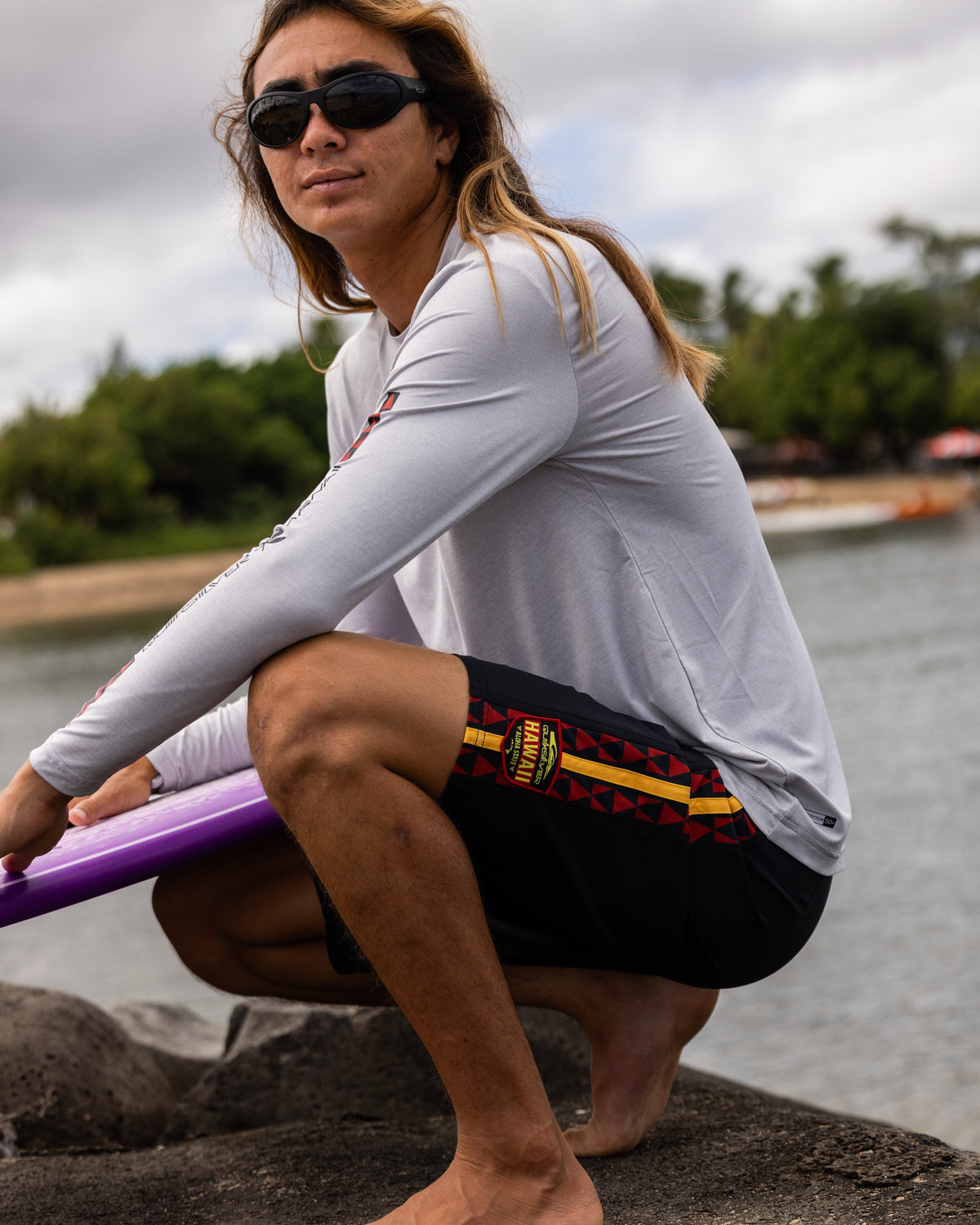 Hawaii Everyday 50 UPF Long Sleeve Surf Tee - Light Grey Hth