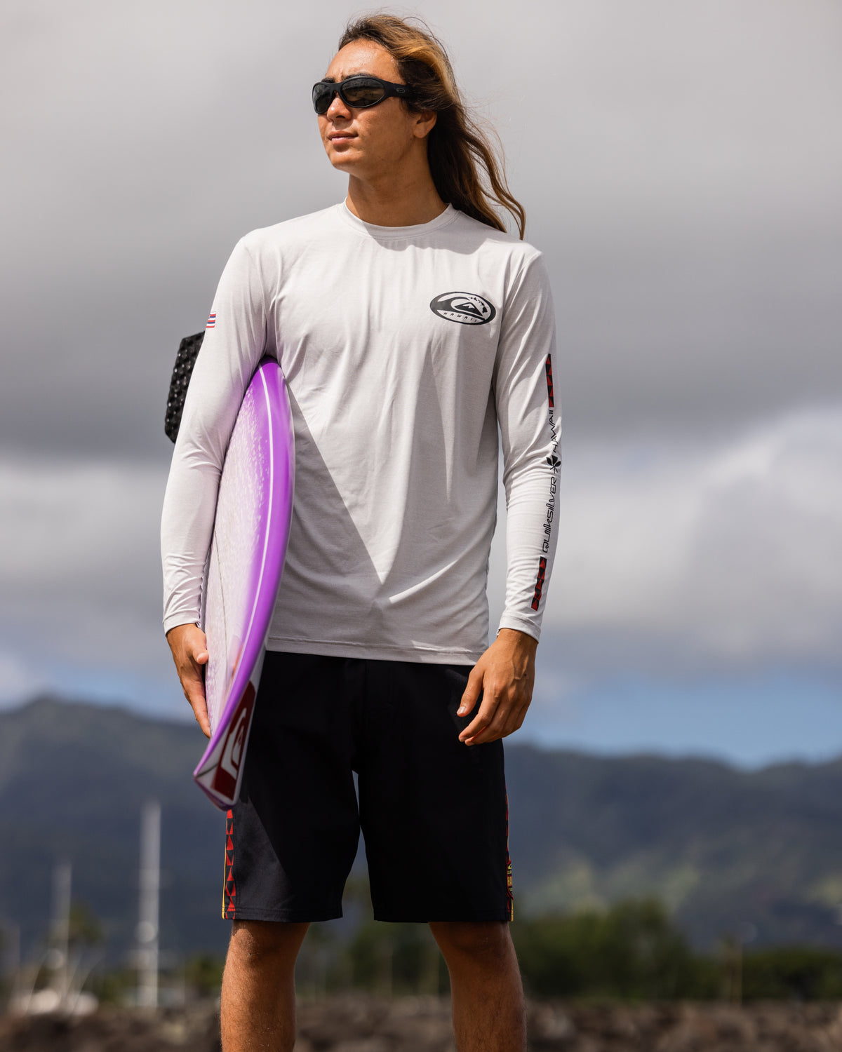 Hawaii Everyday 50 UPF Long Sleeve Surf Tee - Light Grey Hth