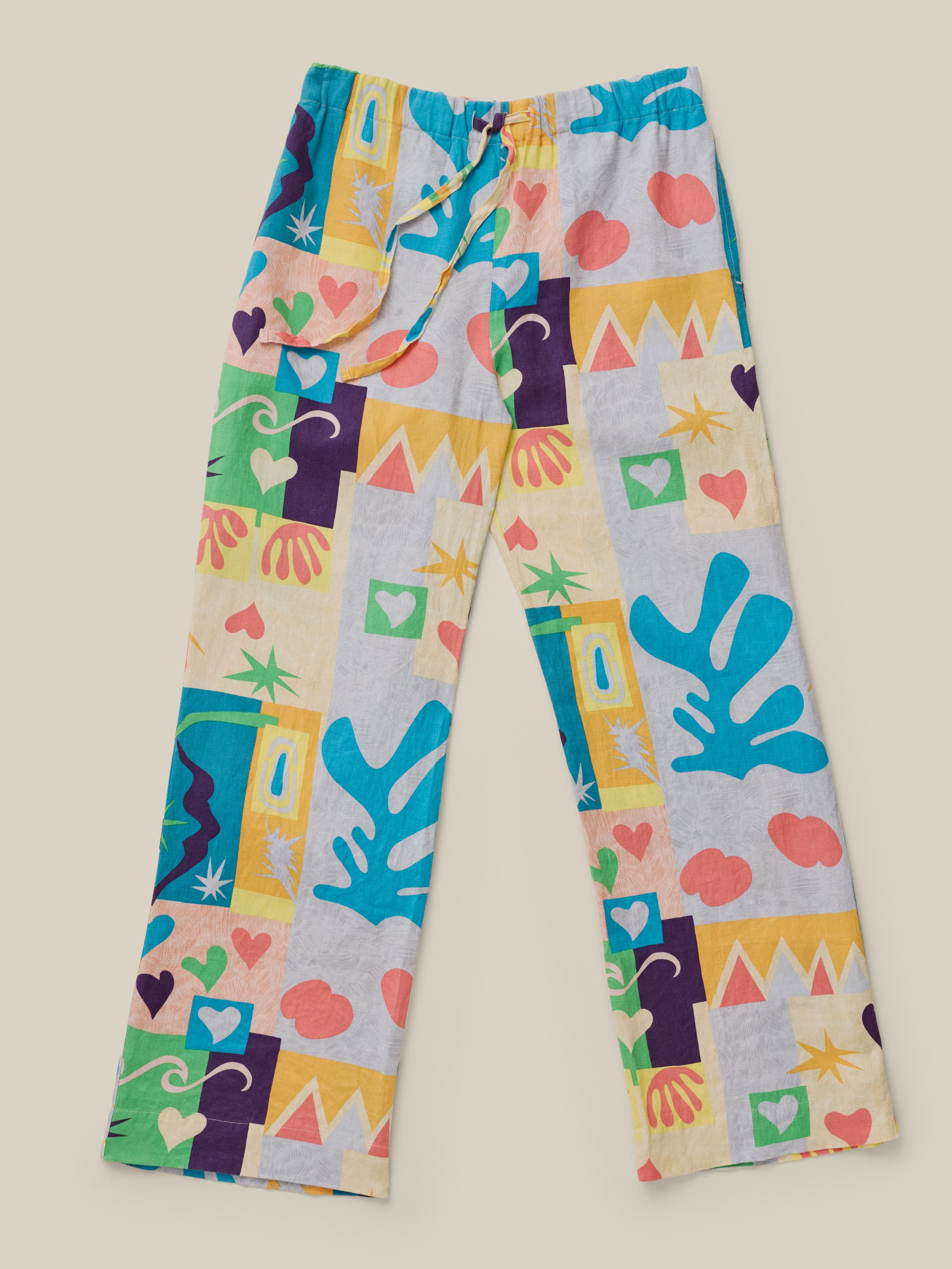 BEATER フラミンゴ柄 FAHERTY X QUIKSILVER LAIDBACK LINEN PANT - SUNSHINE COAST TILE