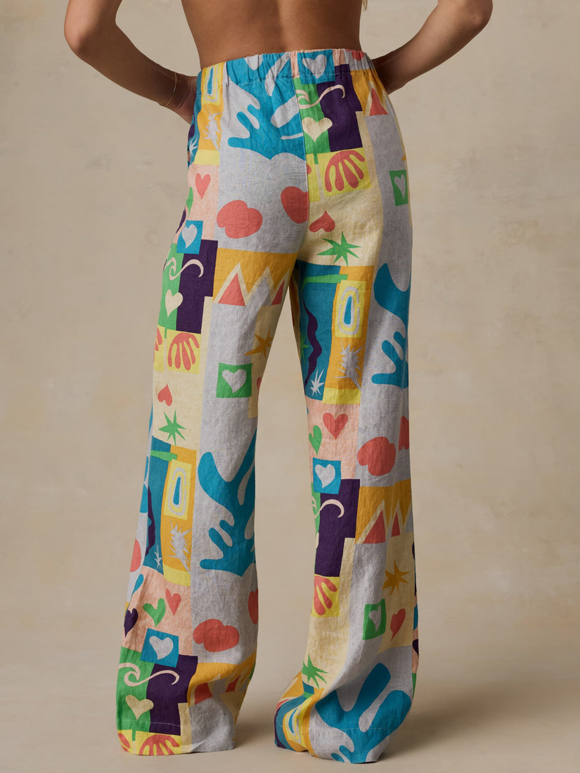 FAHERTY X QUIKSILVER LAIDBACK LINEN PANT - SUNSHINE COAST TILE