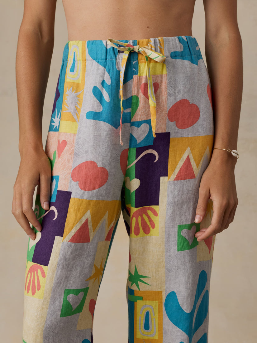 FAHERTY X QUIKSILVER LAIDBACK LINEN PANT - SUNSHINE COAST TILE