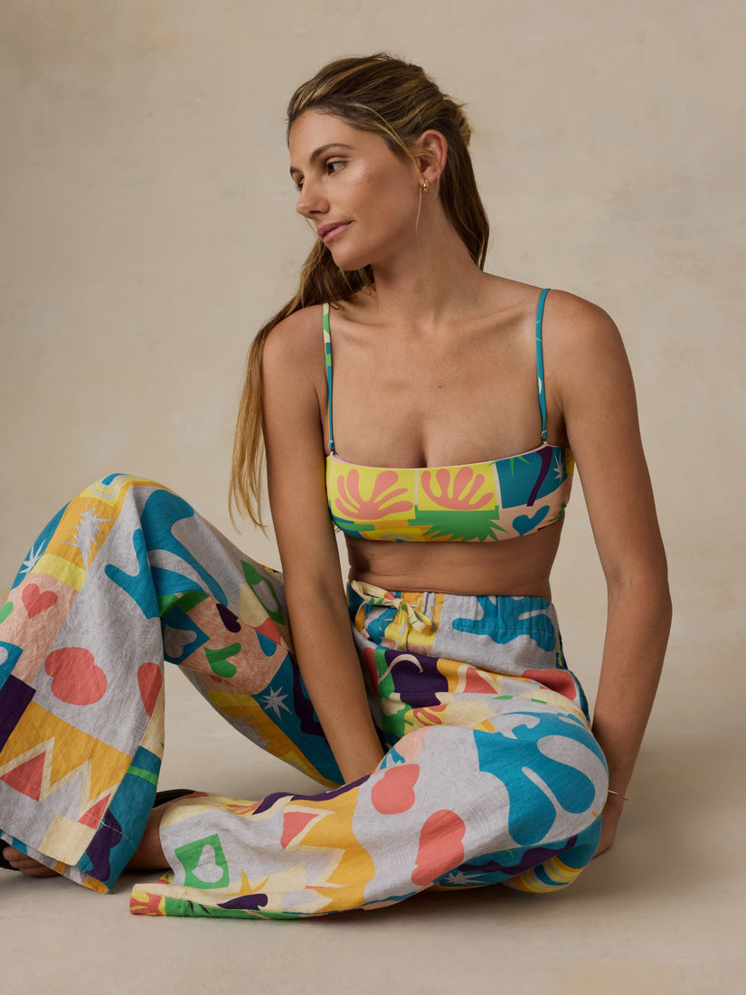 FAHERTY X QUIKSILVER LAIDBACK LINEN PANT - SUNSHINE COAST TILE