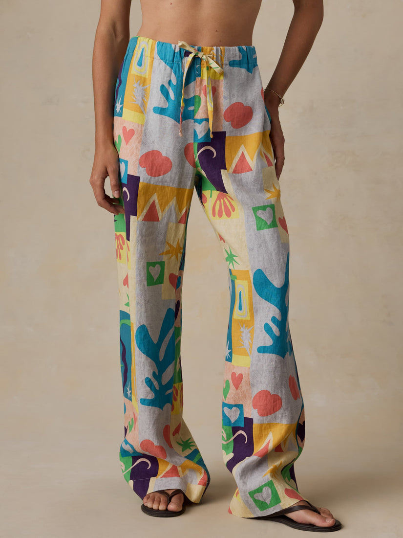 FAHERTY X QUIKSILVER LAIDBACK LINEN PANT - SUNSHINE COAST TILE