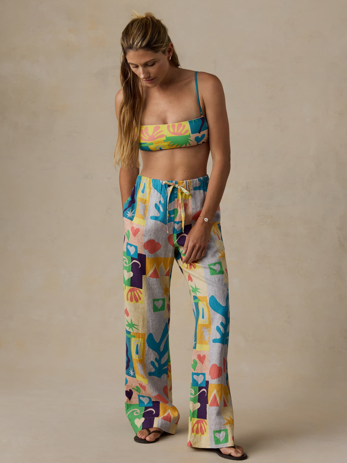 FAHERTY X QUIKSILVER LAIDBACK LINEN PANT - SUNSHINE COAST TILE