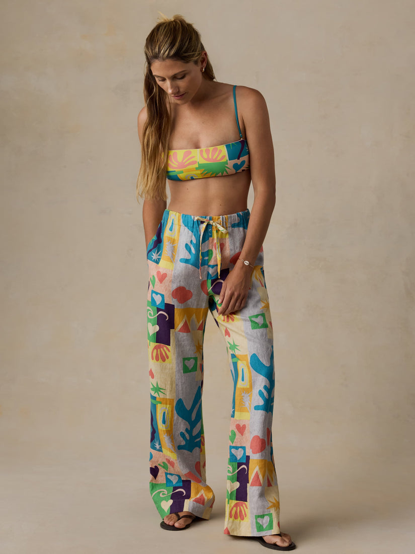 FAHERTY X QUIKSILVER LAIDBACK LINEN PANT - SUNSHINE COAST TILE