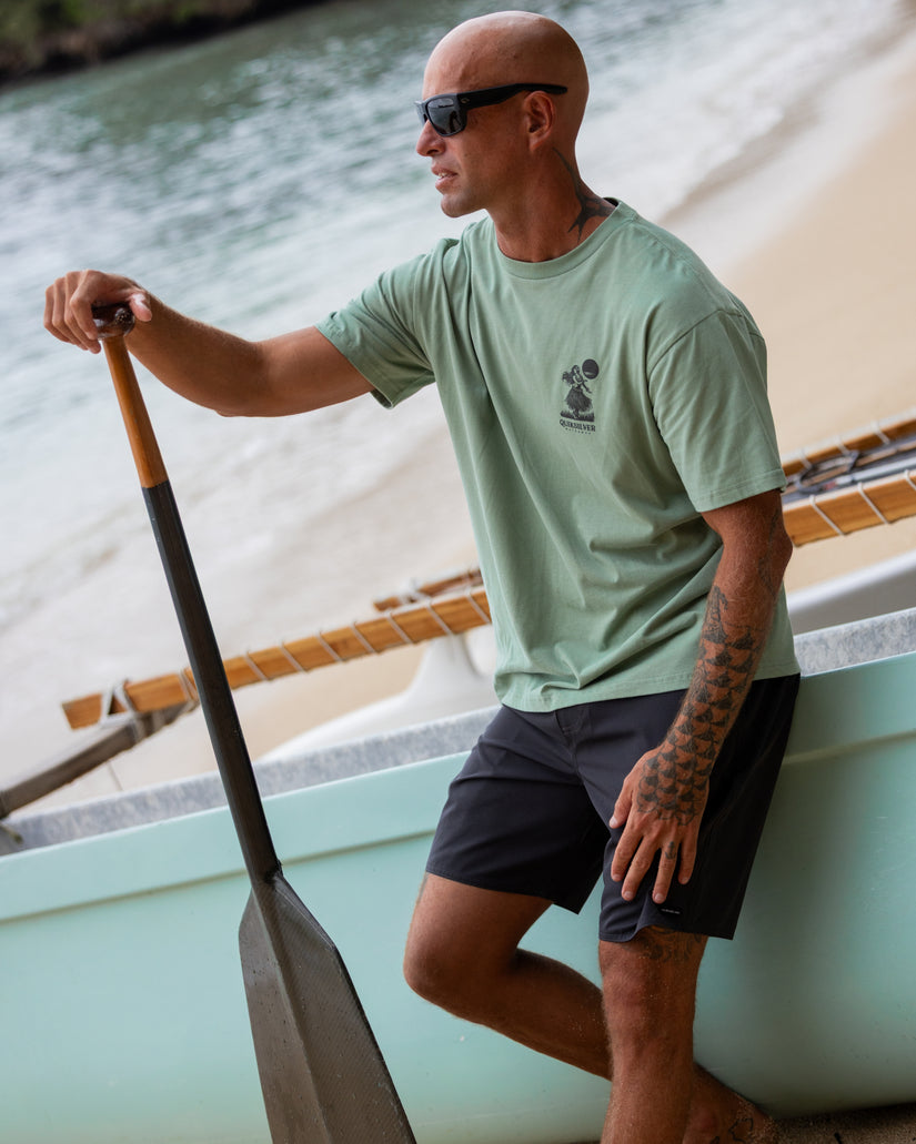 Waterman Lei'd Back Short Sleeve Cotton T-Shirt - Lily Pad