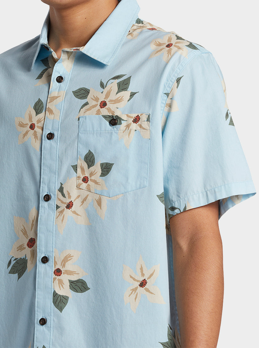 Hawaii Lei Day Woven Hawaiian Shirt - Sky Blue