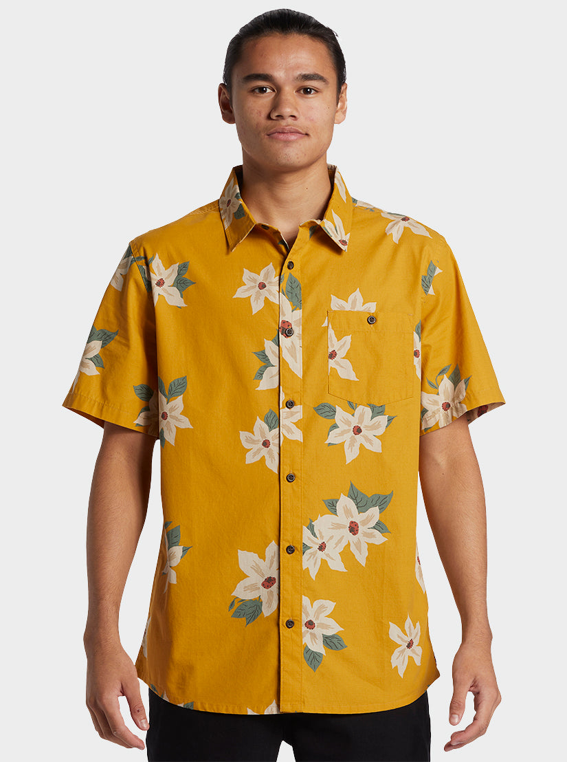 Hawaii Lei Day Woven Hawaiian Shirt - Mustard