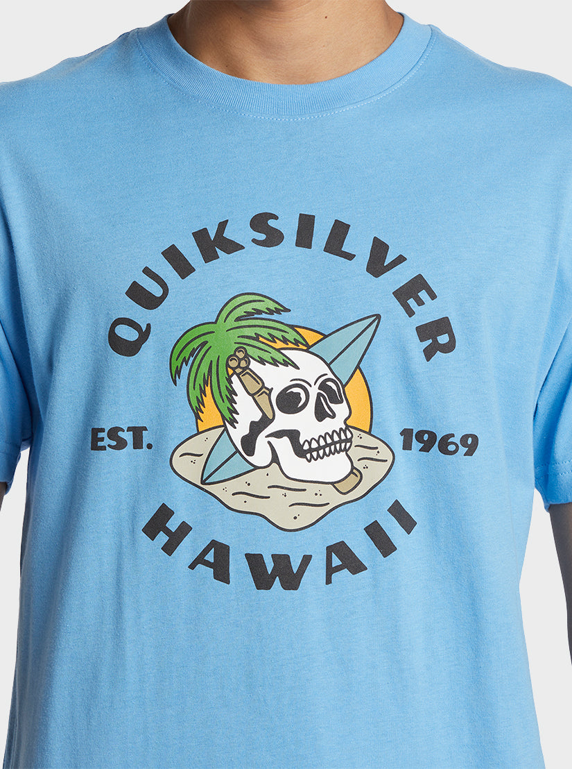 Hawaii Palm And Skull T-Shirt - Azure Blue
