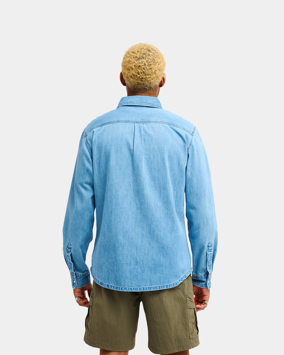 Bob Marley Uprising Long Sleeve Denim Shirt - Stone Indigo-Ex