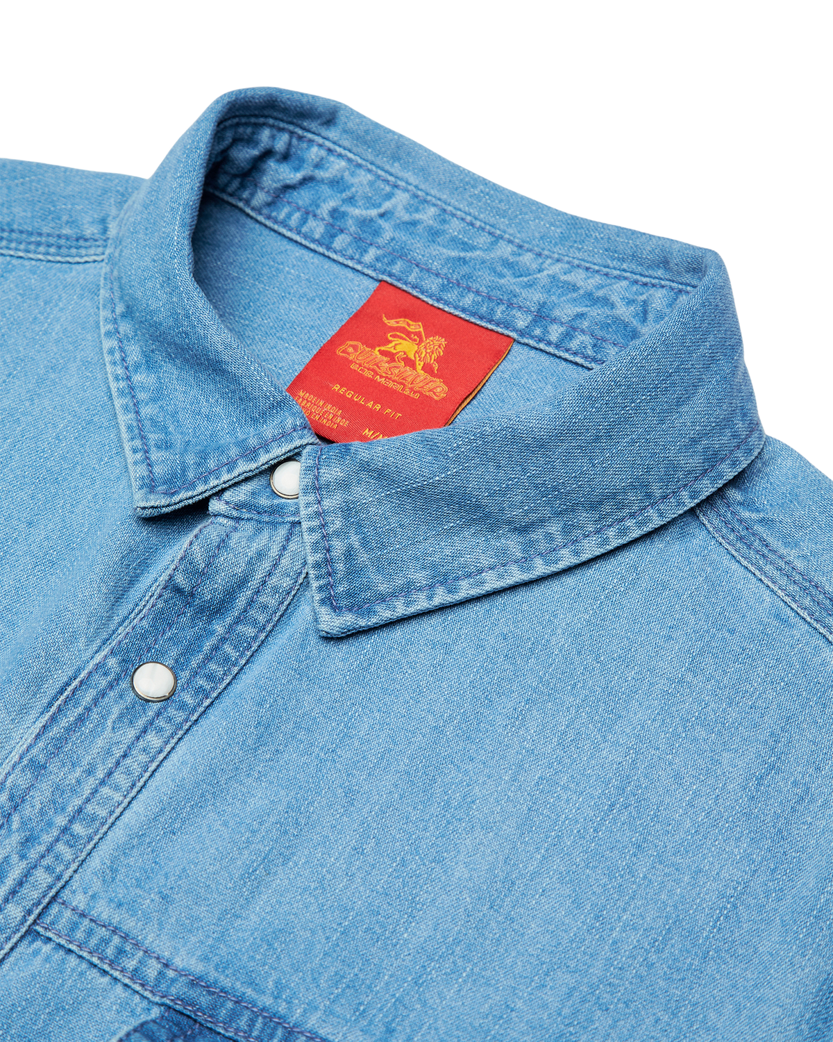 Bob Marley Uprising Long Sleeve Denim Shirt - Stone Indigo-Ex