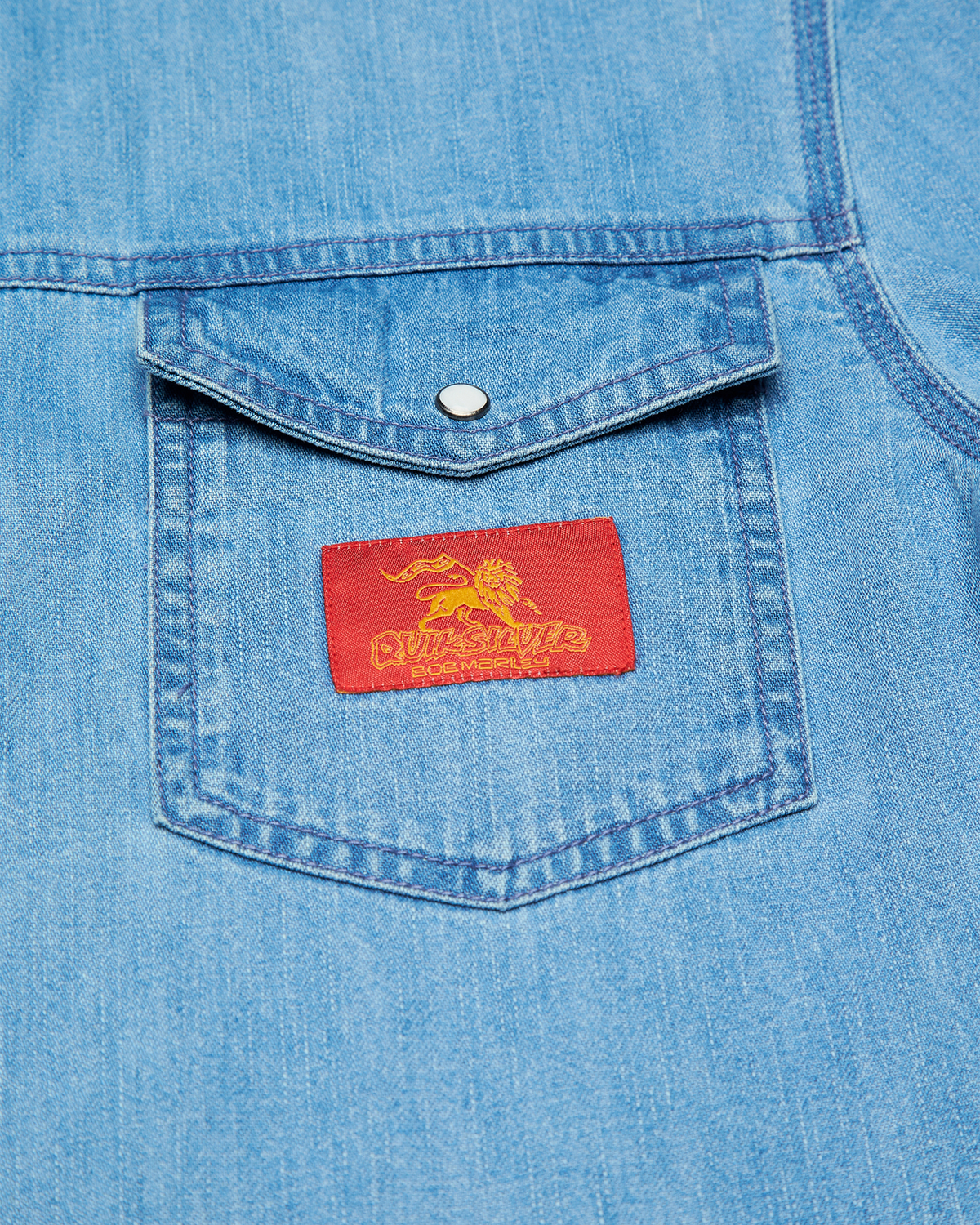 Bob Marley Uprising Long Sleeve Denim Shirt - Stone Indigo-Ex