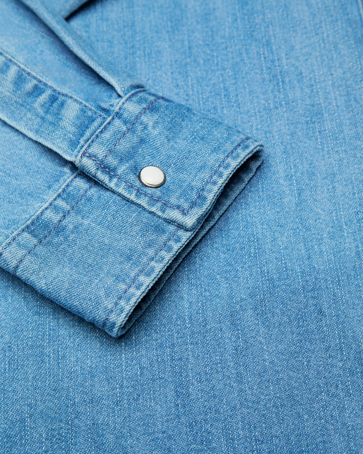 Bob Marley Uprising Long Sleeve Denim Shirt - Stone Indigo-Ex