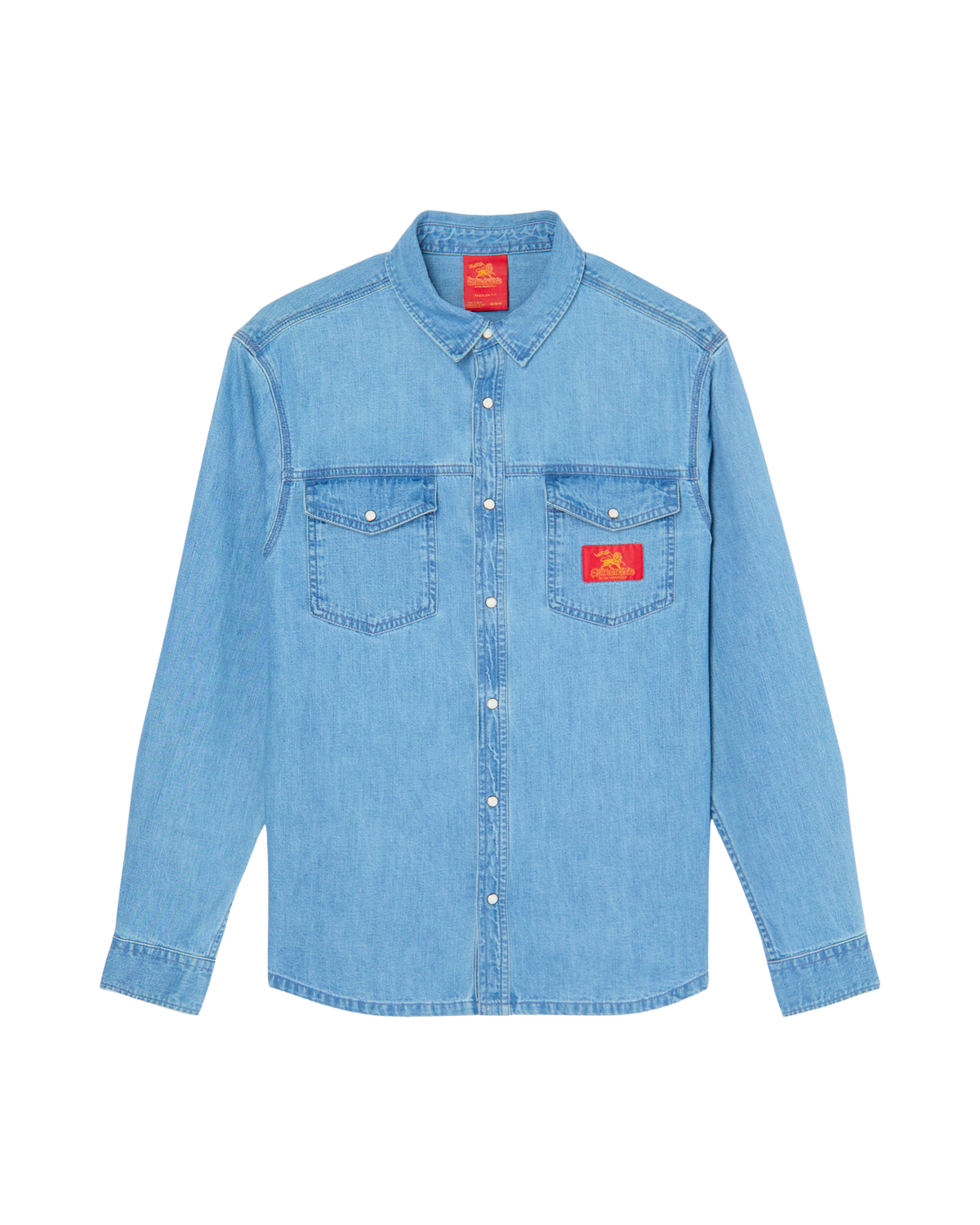 Bob Marley Uprising Long Sleeve Denim Shirt - Stone Indigo-Ex