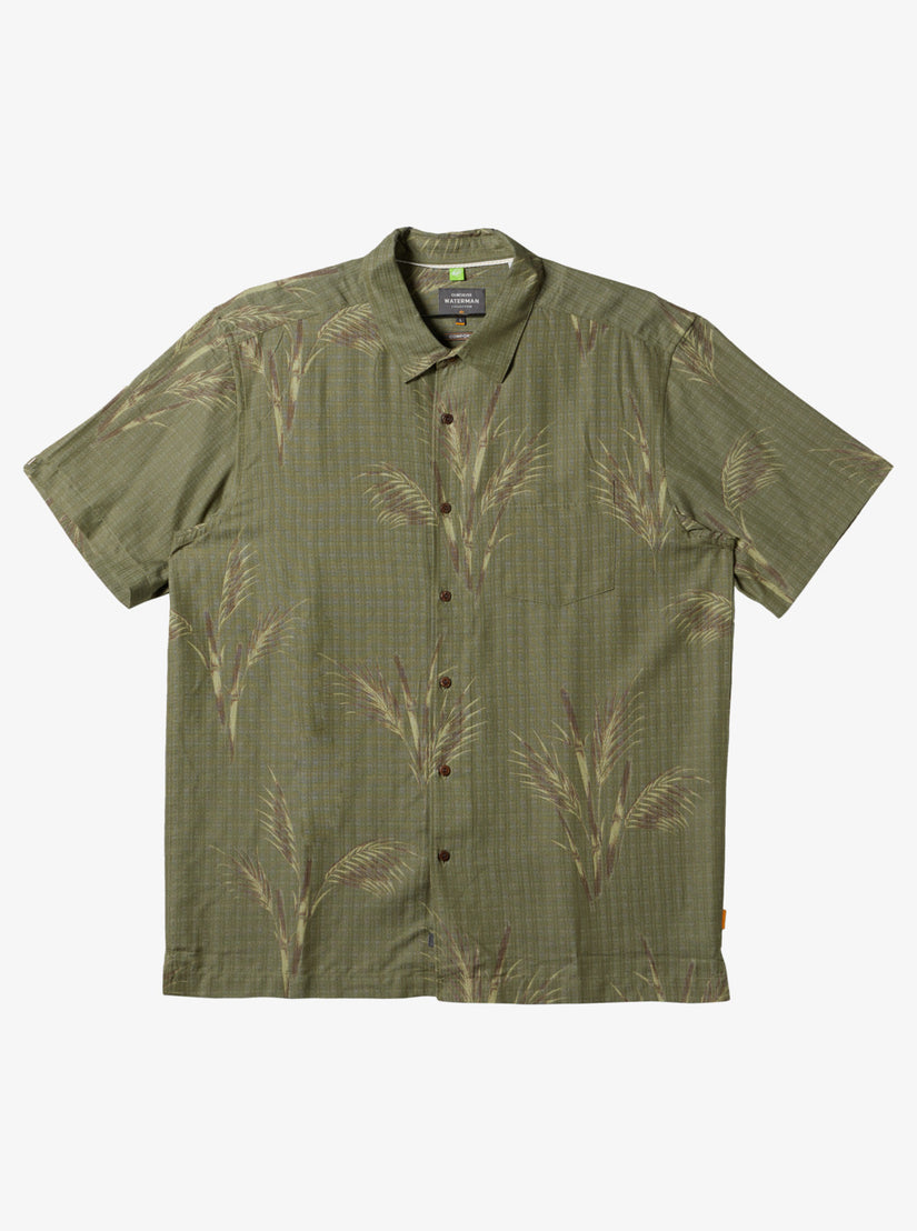 Waterman Skipped Out Woven Shirt - Dusty Olive Skipped Out