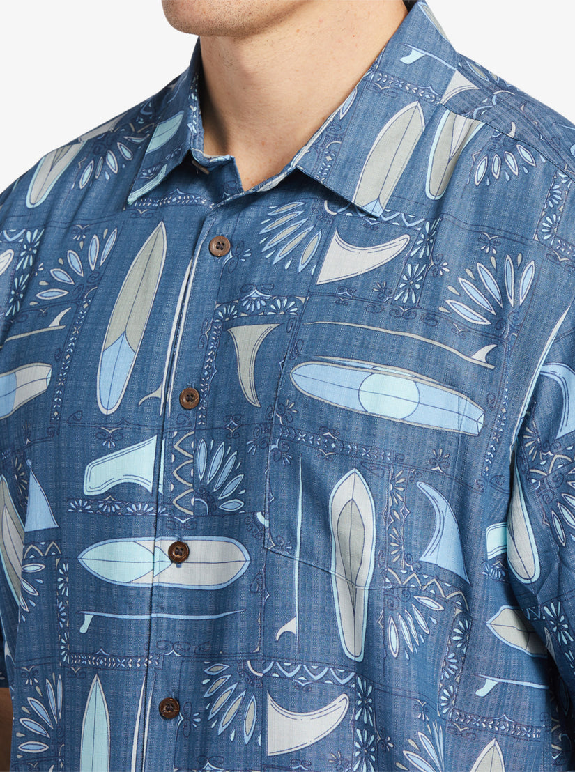 Waterman Long Boards Woven Shirt - Longboards Ensign Blue