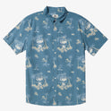 Palm Spritz Short Sleeve Woven Shirt - Agean Blue Palm Spritz