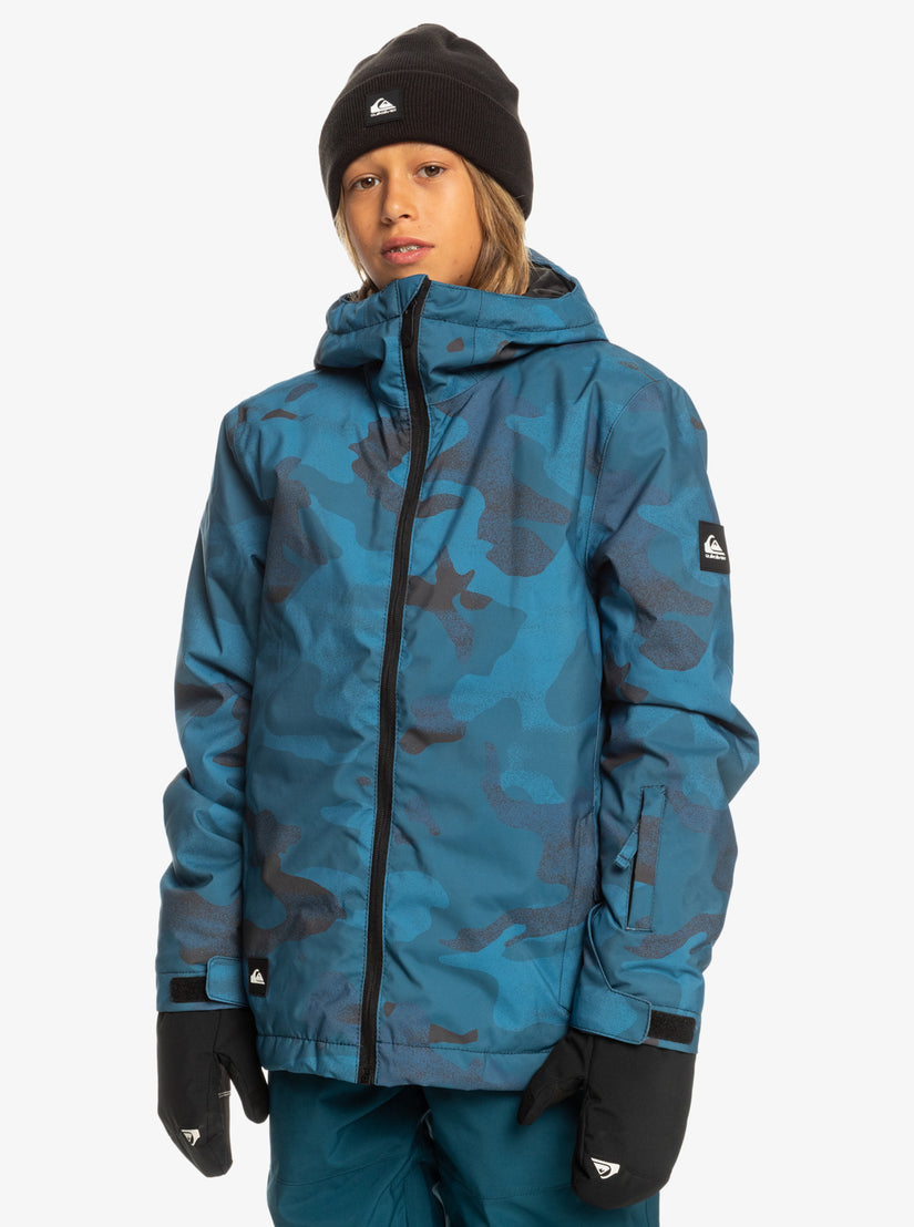 Boys 8-16 Mission Printed Technical Snow Jacket - Spray Camo Majolica Blue
