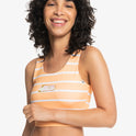 Quiksilver Womens Classic Scoop Crop Bikini Top - Apricot Wash Resort Stripe