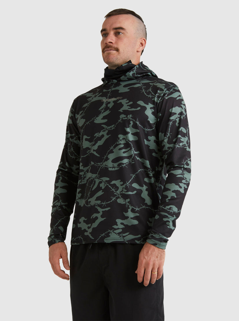 Mikey Hooded Long Sleeve UPF 50 Surf T-Shirt - Black
